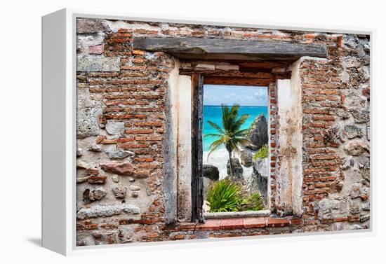 ?Viva Mexico! Window View - Caribbean Coastline in Tulum-Philippe Hugonnard-Framed Premier Image Canvas