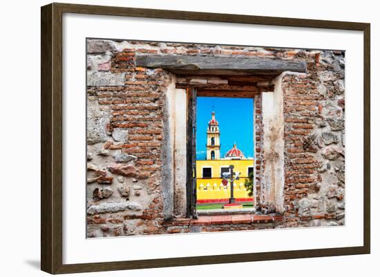 ¡Viva Mexico! Window View - Courtyard of a Church in Puebla-Philippe Hugonnard-Framed Photographic Print