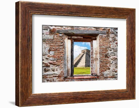 ¡Viva Mexico! Window View - El Castillo Pyramid of the Chichen Itza-Philippe Hugonnard-Framed Photographic Print