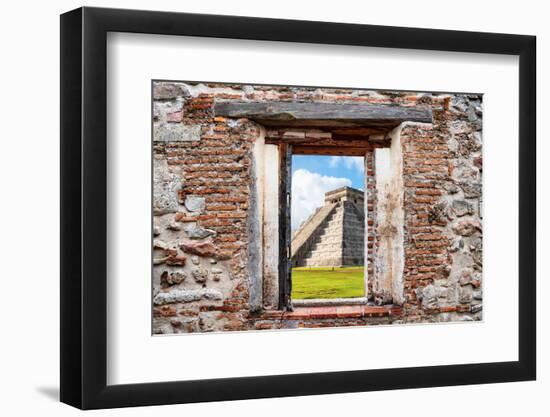 ¡Viva Mexico! Window View - El Castillo Pyramid of the Chichen Itza-Philippe Hugonnard-Framed Photographic Print