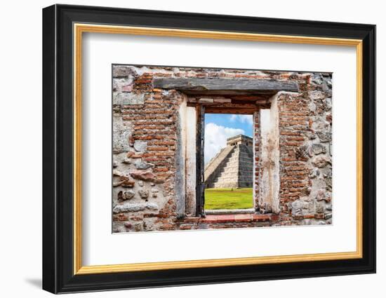 ¡Viva Mexico! Window View - El Castillo Pyramid of the Chichen Itza-Philippe Hugonnard-Framed Photographic Print