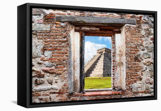 ¡Viva Mexico! Window View - El Castillo Pyramid of the Chichen Itza-Philippe Hugonnard-Framed Premier Image Canvas