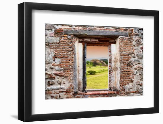 ¡Viva Mexico! Window View - Mayan Temple of Monte Alban at Sunset-Philippe Hugonnard-Framed Photographic Print