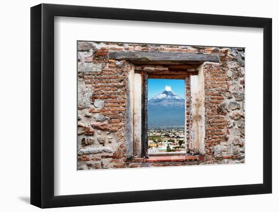 ¡Viva Mexico! Window View - Popocatepetl Volcano in Puebla-Philippe Hugonnard-Framed Photographic Print