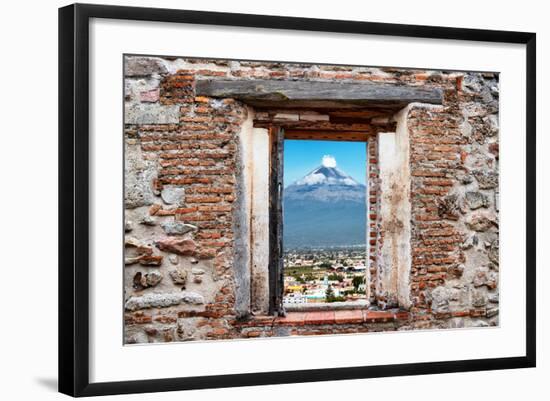 ¡Viva Mexico! Window View - Popocatepetl Volcano in Puebla-Philippe Hugonnard-Framed Photographic Print