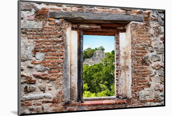 ¡Viva Mexico! Window View - Pyramid in Mayan City of Calakmul-Philippe Hugonnard-Mounted Photographic Print