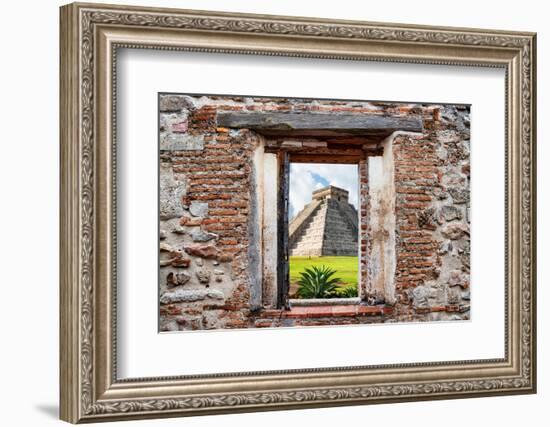 ¡Viva Mexico! Window View - Pyramid of the Chichen Itza-Philippe Hugonnard-Framed Photographic Print