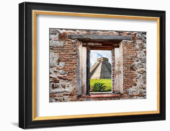 ¡Viva Mexico! Window View - Pyramid of the Chichen Itza-Philippe Hugonnard-Framed Photographic Print