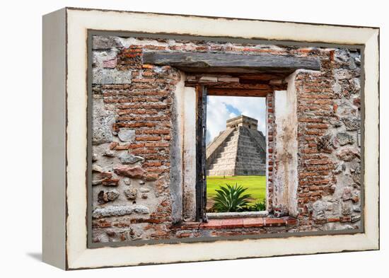 ¡Viva Mexico! Window View - Pyramid of the Chichen Itza-Philippe Hugonnard-Framed Premier Image Canvas