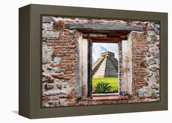 ¡Viva Mexico! Window View - Pyramid of the Chichen Itza-Philippe Hugonnard-Framed Premier Image Canvas