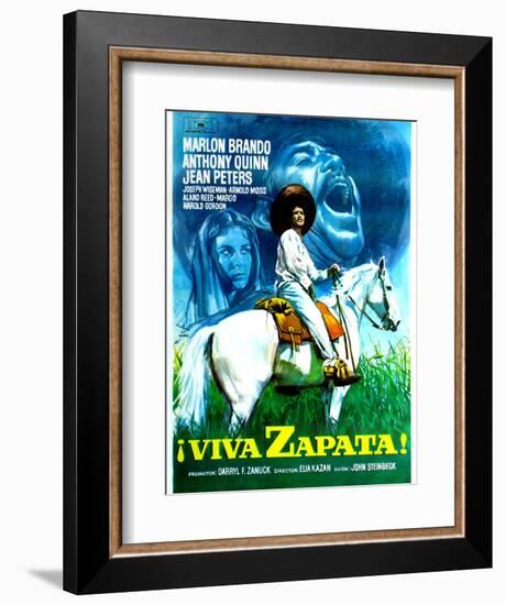 Viva Zapata!, Jean Peters, Marlon Brando, Anthony Quinn, (Spanish Poster Art), 1952-null-Framed Premium Giclee Print