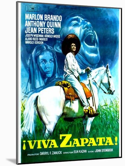 Viva Zapata!, Jean Peters, Marlon Brando, Anthony Quinn, (Spanish Poster Art), 1952-null-Mounted Art Print
