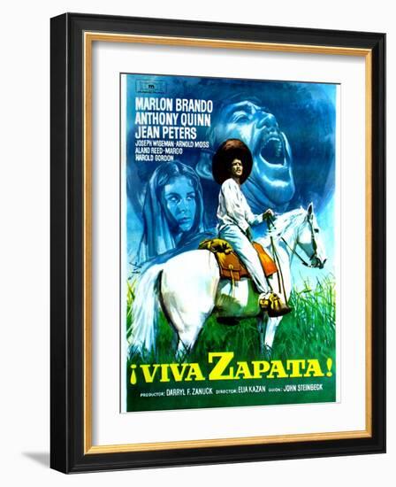 Viva Zapata!, Jean Peters, Marlon Brando, Anthony Quinn, (Spanish Poster Art), 1952-null-Framed Art Print