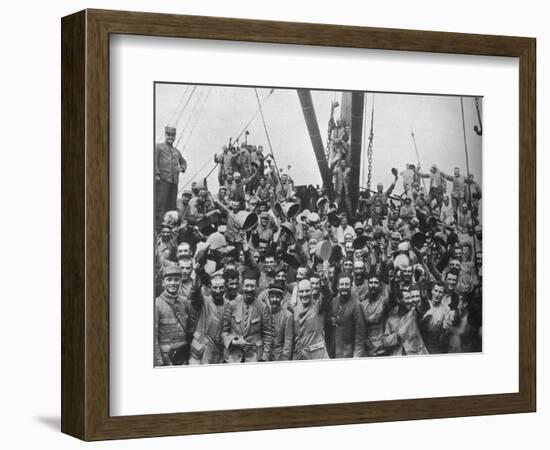 Vive la France: French troops on board a transport going to the Dardanelles', 1915-Unknown-Framed Photographic Print