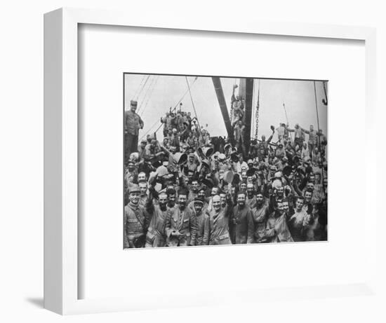 Vive la France: French troops on board a transport going to the Dardanelles', 1915-Unknown-Framed Photographic Print