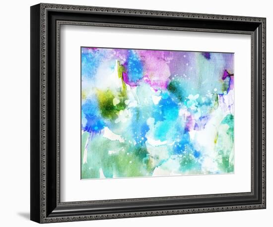 Vivid Abstract Ink Painting On Grunge Paper Texture-run4it-Framed Art Print