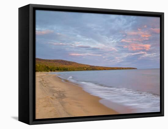 Vivid sunrise over Lake Superior at Porcupine Mountains State Park, Michigan, USA-Chuck Haney-Framed Premier Image Canvas