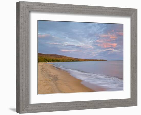 Vivid sunrise over Lake Superior at Porcupine Mountains State Park, Michigan, USA-Chuck Haney-Framed Photographic Print