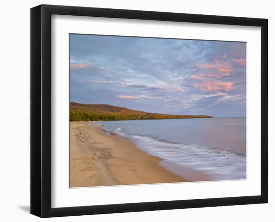Vivid sunrise over Lake Superior at Porcupine Mountains State Park, Michigan, USA-Chuck Haney-Framed Photographic Print