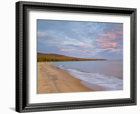 Vivid sunrise over Lake Superior at Porcupine Mountains State Park, Michigan, USA-Chuck Haney-Framed Photographic Print