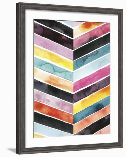 Vivid Watercolor Chevron II-Grace Popp-Framed Art Print