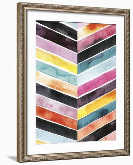 Vivid Watercolor Chevron II-Grace Popp-Framed Art Print