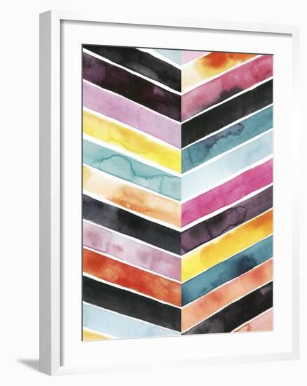 Vivid Watercolor Chevron II-Grace Popp-Framed Art Print