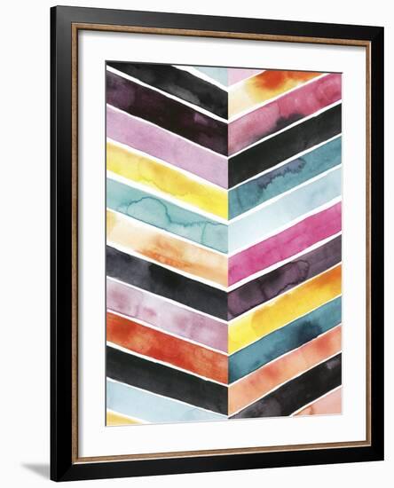 Vivid Watercolor Chevron II-Grace Popp-Framed Art Print