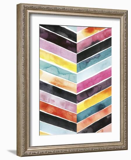 Vivid Watercolor Chevron II-Grace Popp-Framed Premium Giclee Print