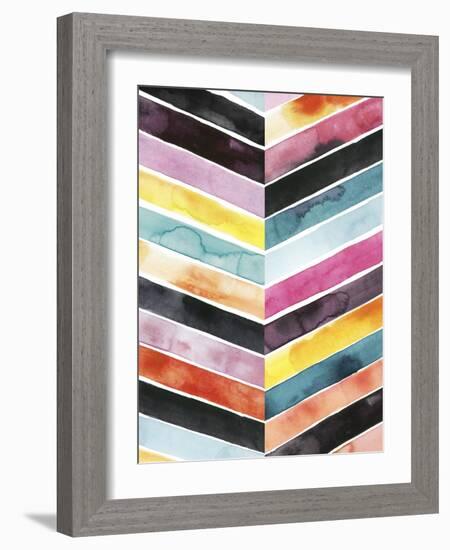 Vivid Watercolor Chevron II-Grace Popp-Framed Premium Giclee Print