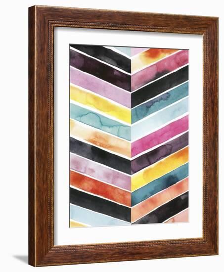 Vivid Watercolor Chevron II-Grace Popp-Framed Premium Giclee Print