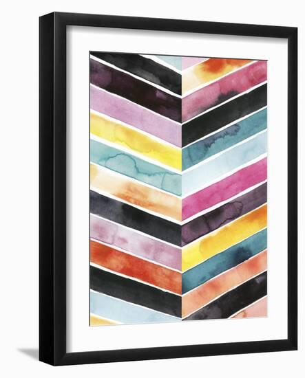 Vivid Watercolor Chevron II-Grace Popp-Framed Premium Giclee Print