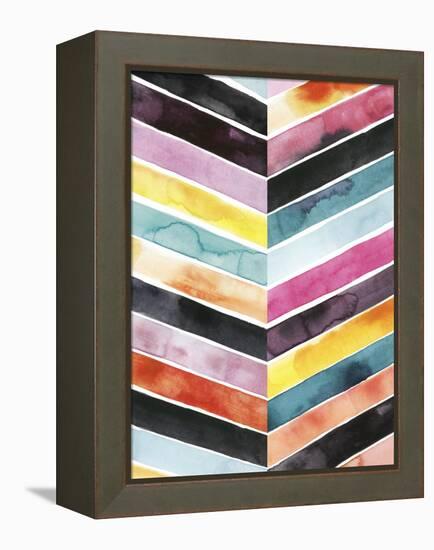 Vivid Watercolor Chevron II-Grace Popp-Framed Stretched Canvas