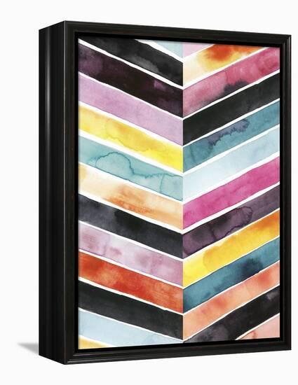 Vivid Watercolor Chevron II-Grace Popp-Framed Stretched Canvas