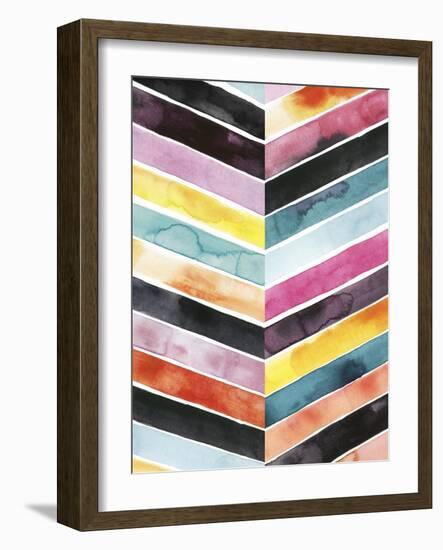 Vivid Watercolor Chevron II-Grace Popp-Framed Art Print