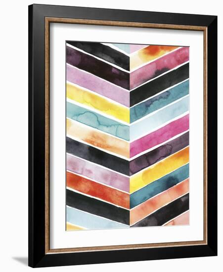 Vivid Watercolor Chevron II-Grace Popp-Framed Art Print