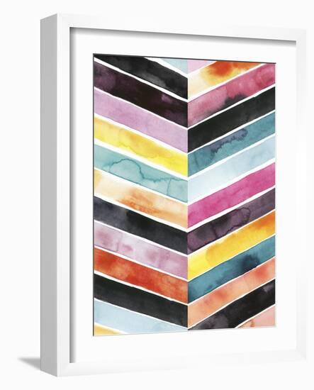 Vivid Watercolor Chevron II-Grace Popp-Framed Art Print