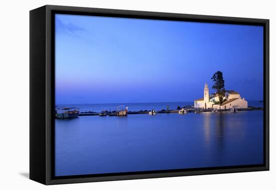 Vlacherna Monastery, Kanoni, Corfu, the Ionian Islands, Greek Islands, Greece, Europe-Neil Farrin-Framed Premier Image Canvas