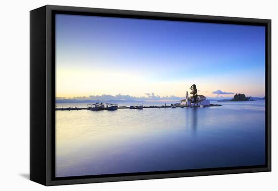 Vlacherna Monastery, Kanoni, Corfu, the Ionian Islands, Greek Islands, Greece, Europe-Neil Farrin-Framed Premier Image Canvas