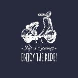 Let the Adventures Begin Inspirational Poster. Vector Hand Drawn Motorcycle for MC Sign, Label. Vin-Vlada Young-Art Print