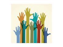 Colorful Raised Hands. the Concept of Diversity. Group of Hands. Giving Concept.-VLADGRIN-Mounted Art Print