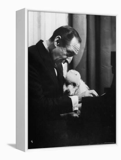 Vladimir Horowitz at the Piano with Poodle-Gjon Mili-Framed Premier Image Canvas