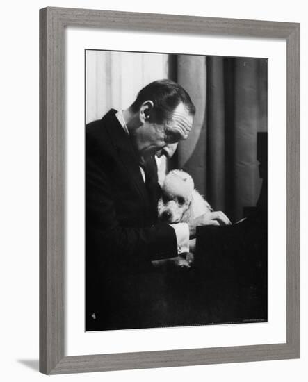 Vladimir Horowitz at the Piano with Poodle-Gjon Mili-Framed Premium Photographic Print