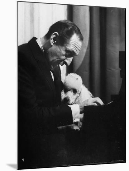 Vladimir Horowitz at the Piano with Poodle-Gjon Mili-Mounted Premium Photographic Print