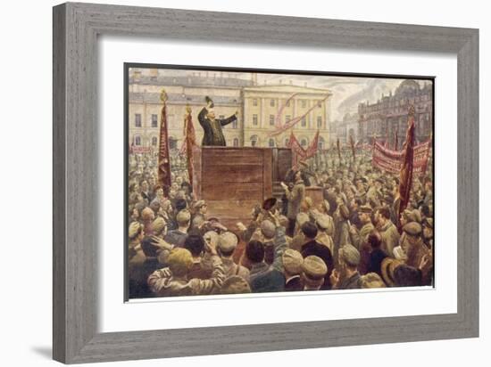 Vladimir Lenin Addressing a Moscow Crowd-null-Framed Art Print