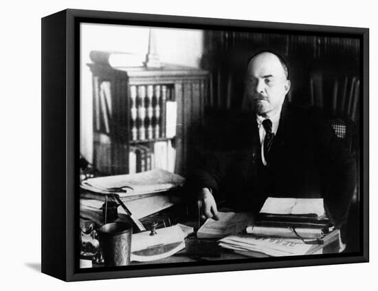 Vladimir Lenin, at His Desk Between 1920 to 1922-null-Framed Stretched Canvas