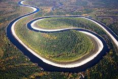 Aerial View of the River Executing the Loop during the Cloudy Day of Autumn.-Vladimir Melnikov-Photographic Print