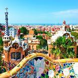 The Famous Summer Park Guell Over Bright Blue Sky In Barcelona, Spain-Vladitto-Art Print