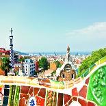 Barcelona, Spain - July 19: Ceramic Mosaic Park Guell On July 19, 2013 In Barcelona, Spain-Vladitto-Framed Art Print