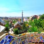 The Famous Summer Park Guell Over Bright Blue Sky In Barcelona, Spain-Vladitto-Art Print
